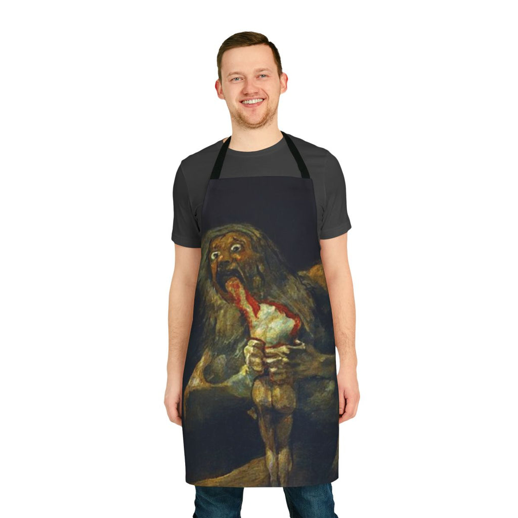 Vintage-style apron with the artwork "Saturn Devouring His Son" by the Spanish Romantic artist Francisco Goya.