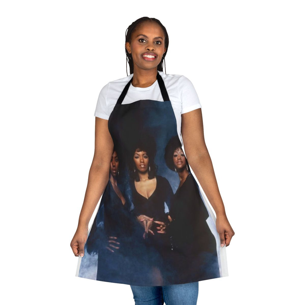 Vintage-style apron featuring 1970s soul music icons