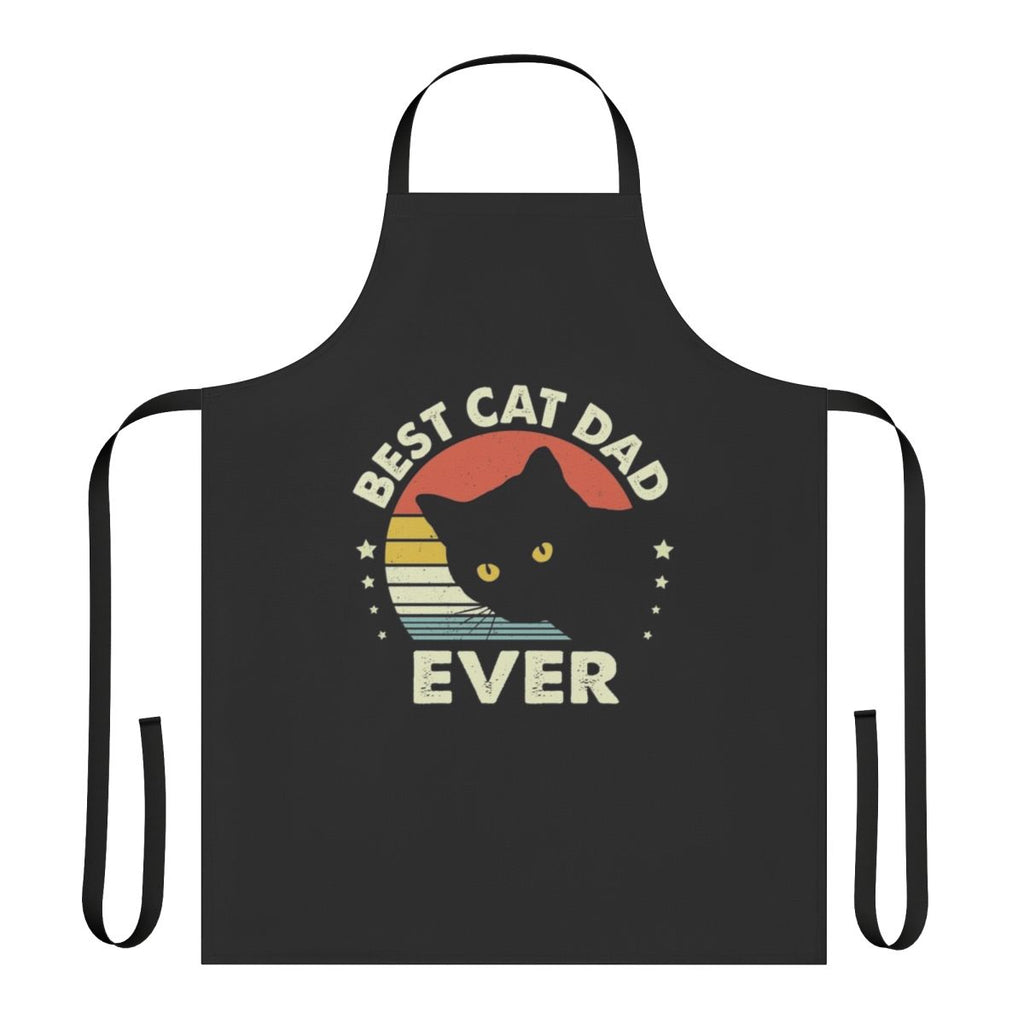 Vintage-inspired black cat dad apron with "Best Cat Dad Ever" text