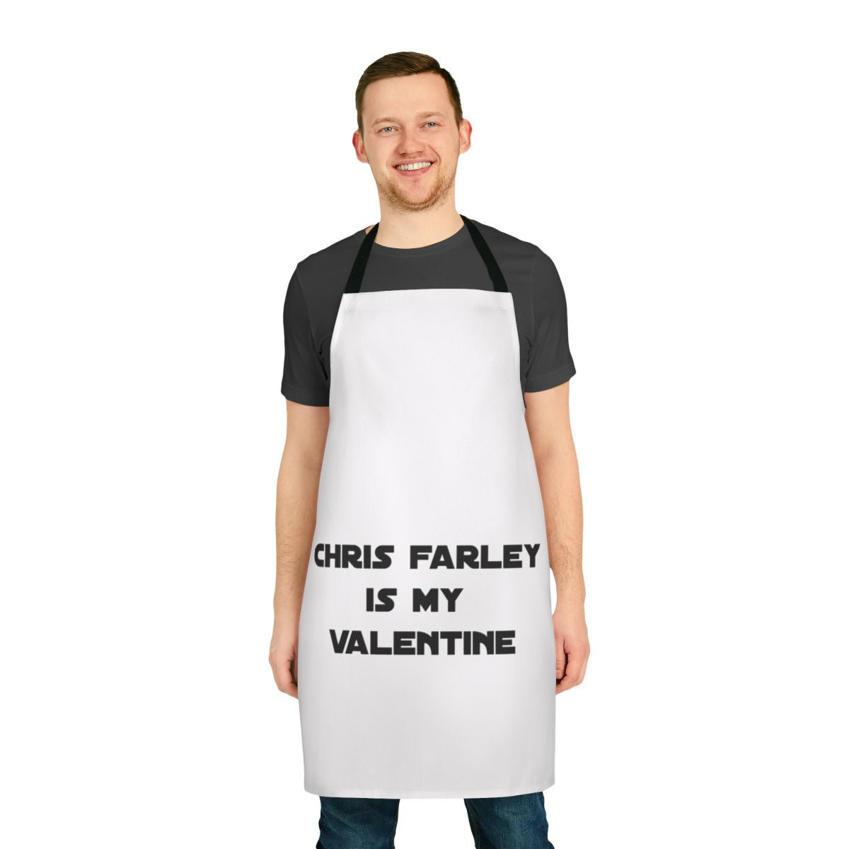 Vintage-style apron featuring a pun design inspired by the iconic comedian Chris Farley