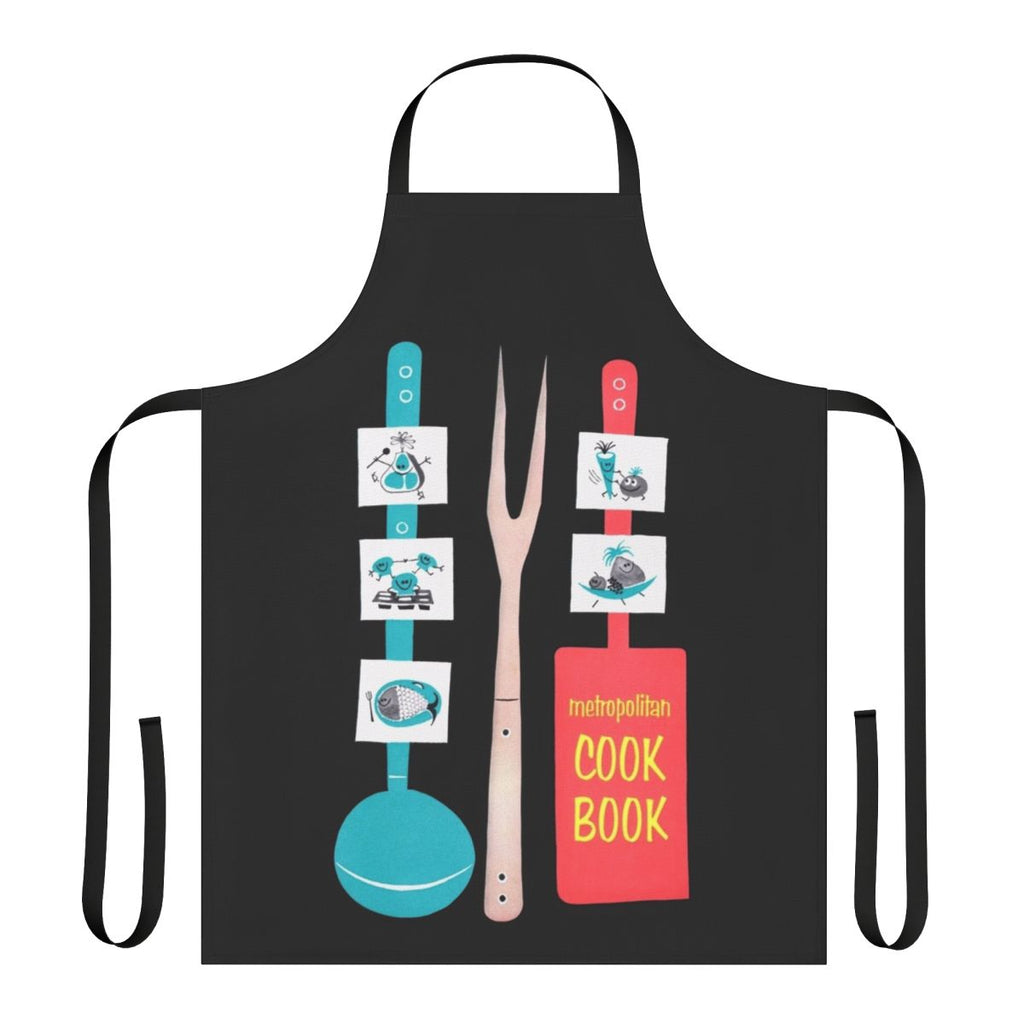 Vintage-style apron featuring a retro cookbook design from the 1950s