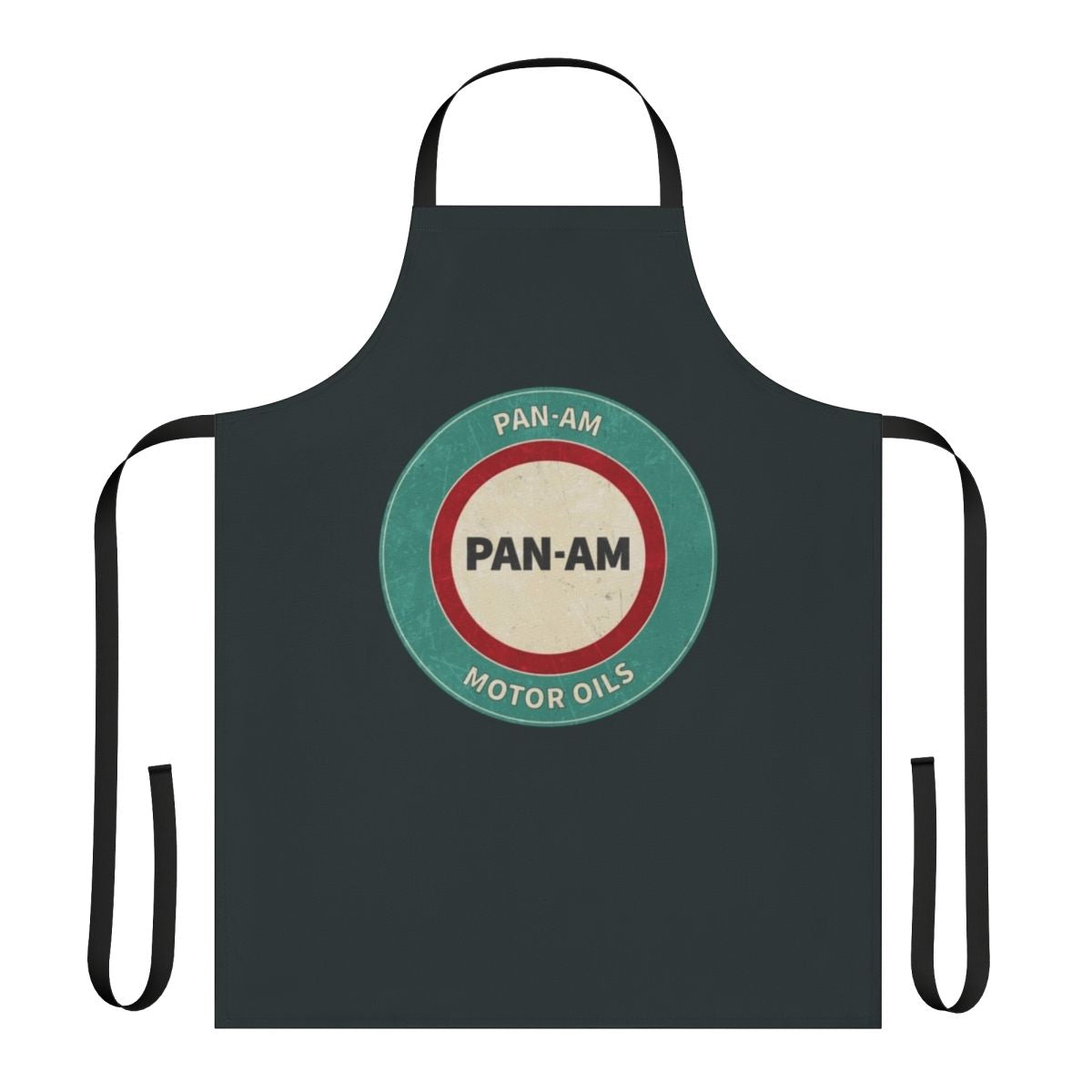 Vintage-style distressed apron featuring the iconic Pan Am American Motor Oils branding and design