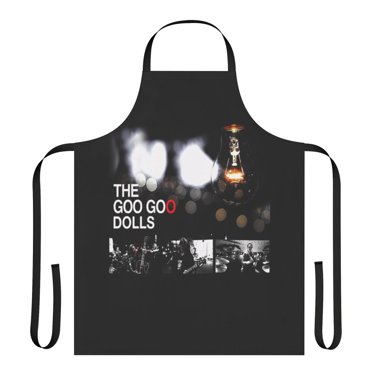 Vintage-style Goo Goo Dolls inspired art design on a high-quality kitchen apron