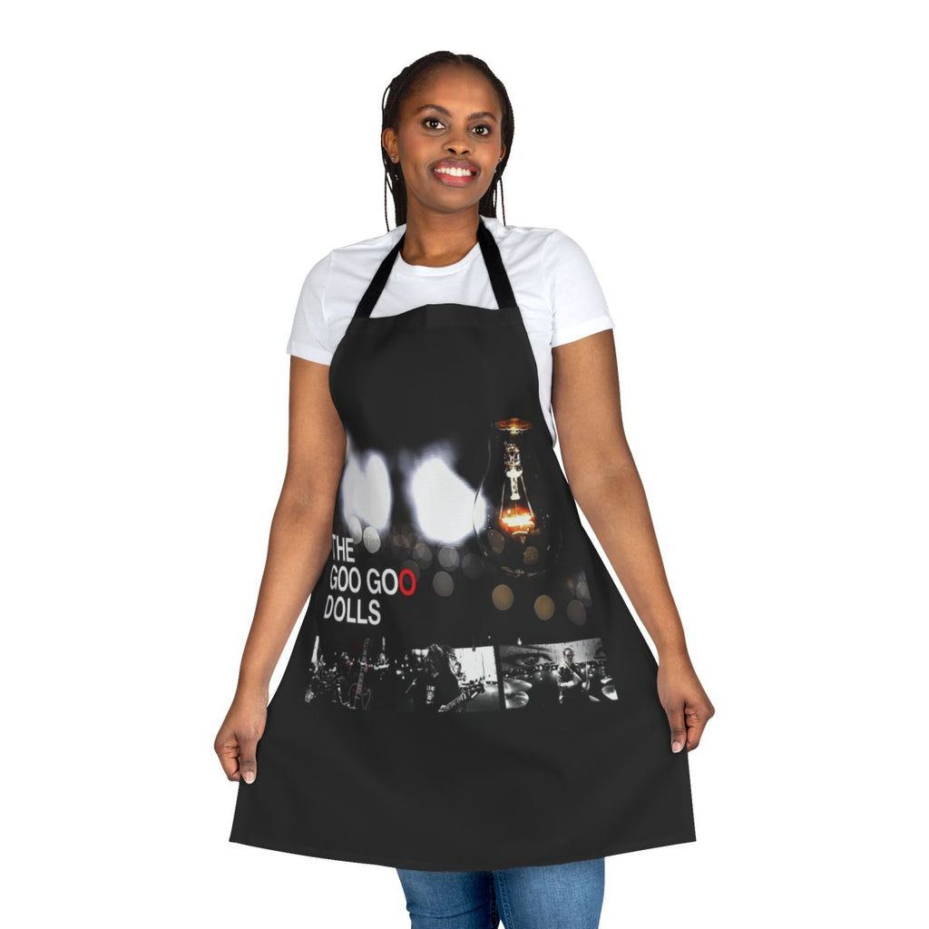 Vintage-style Goo Goo Dolls inspired art design on a high-quality kitchen apron
