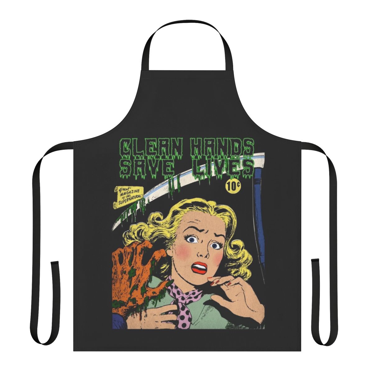 "Vintage-style apron with a humorous hand washing design for coronavirus prevention"