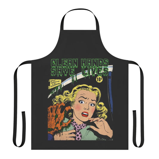 "Vintage-style apron with a humorous hand washing design for coronavirus prevention"