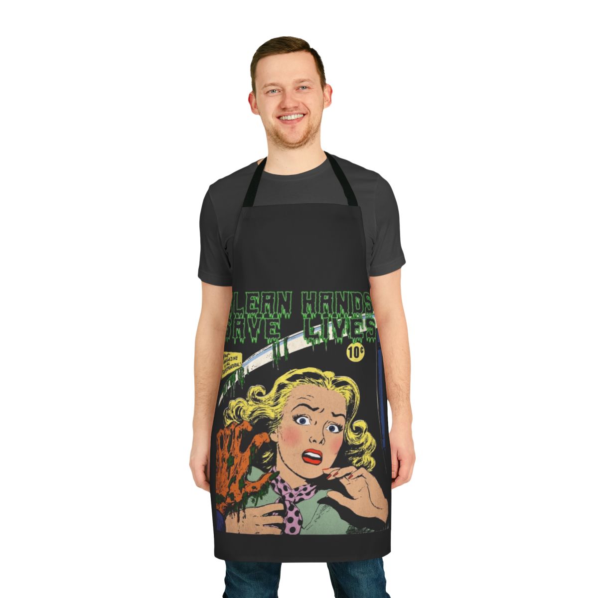 "Vintage-style apron with a humorous hand washing design for coronavirus prevention"