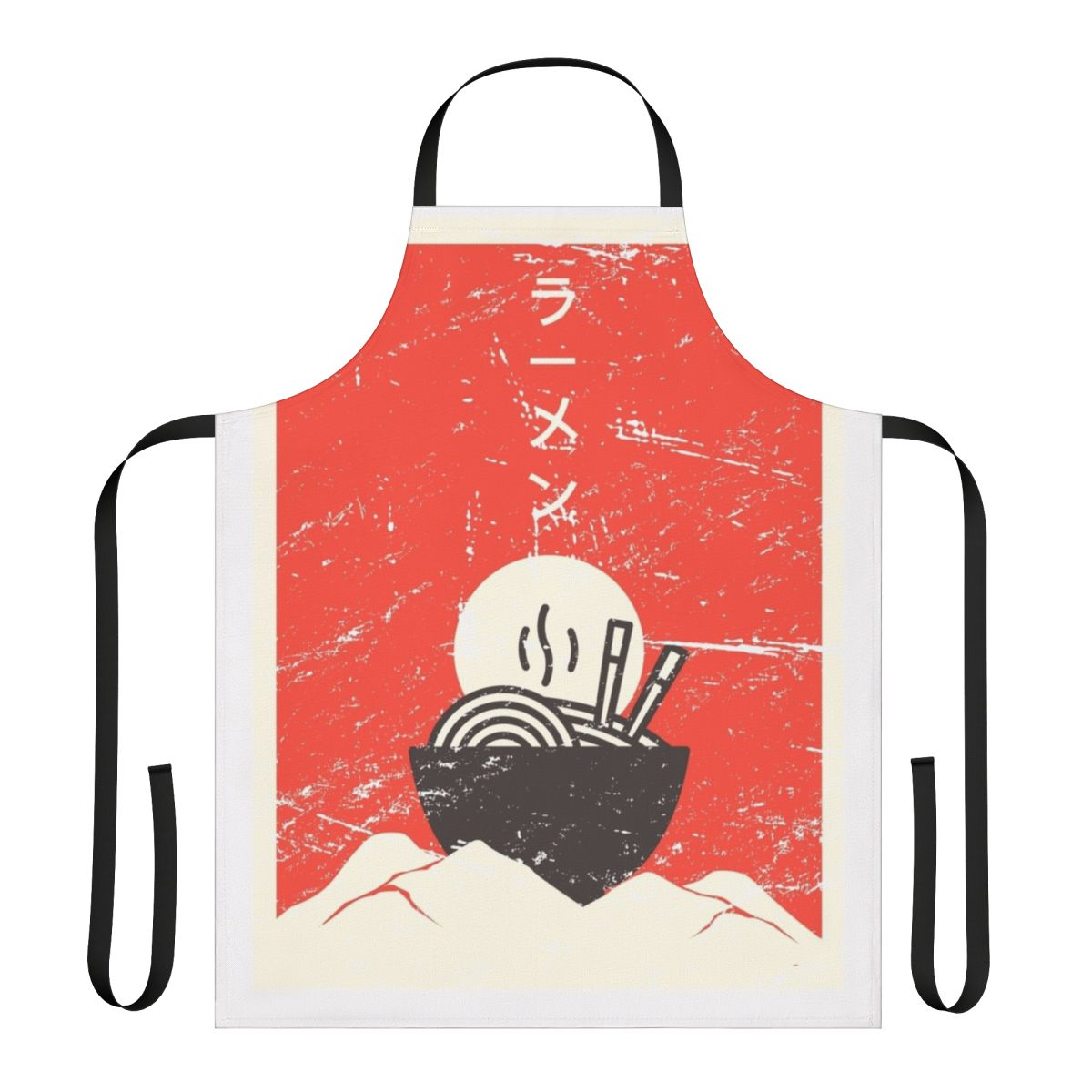 Vintage-style apron featuring Japanese ramen and anime-inspired design