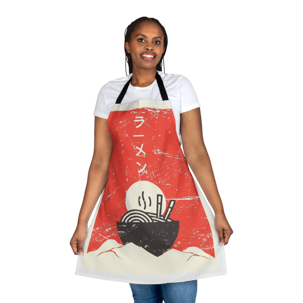 Vintage-style apron featuring Japanese ramen and anime-inspired design