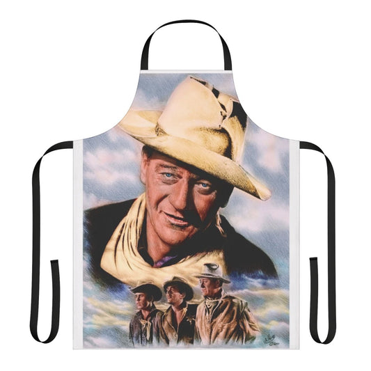 Vintage-style apron featuring a drawing of iconic actor John Wayne