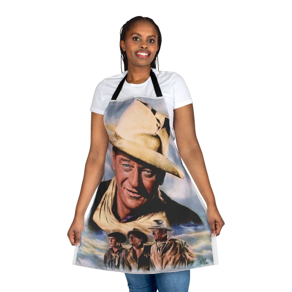 Vintage-style apron featuring a drawing of iconic actor John Wayne