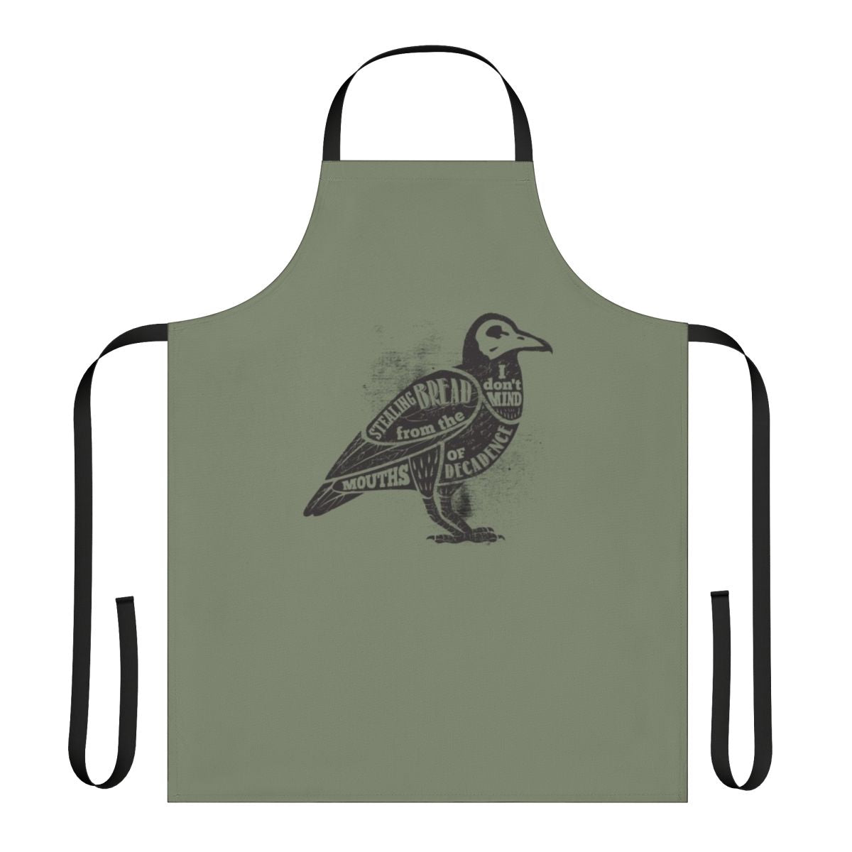 Vintage-style apron featuring a skull and crow design, inspired by the grunge rock band Pearl Jam.