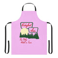 Vintage-style pink hoodie apron with Babyfoot Inn design