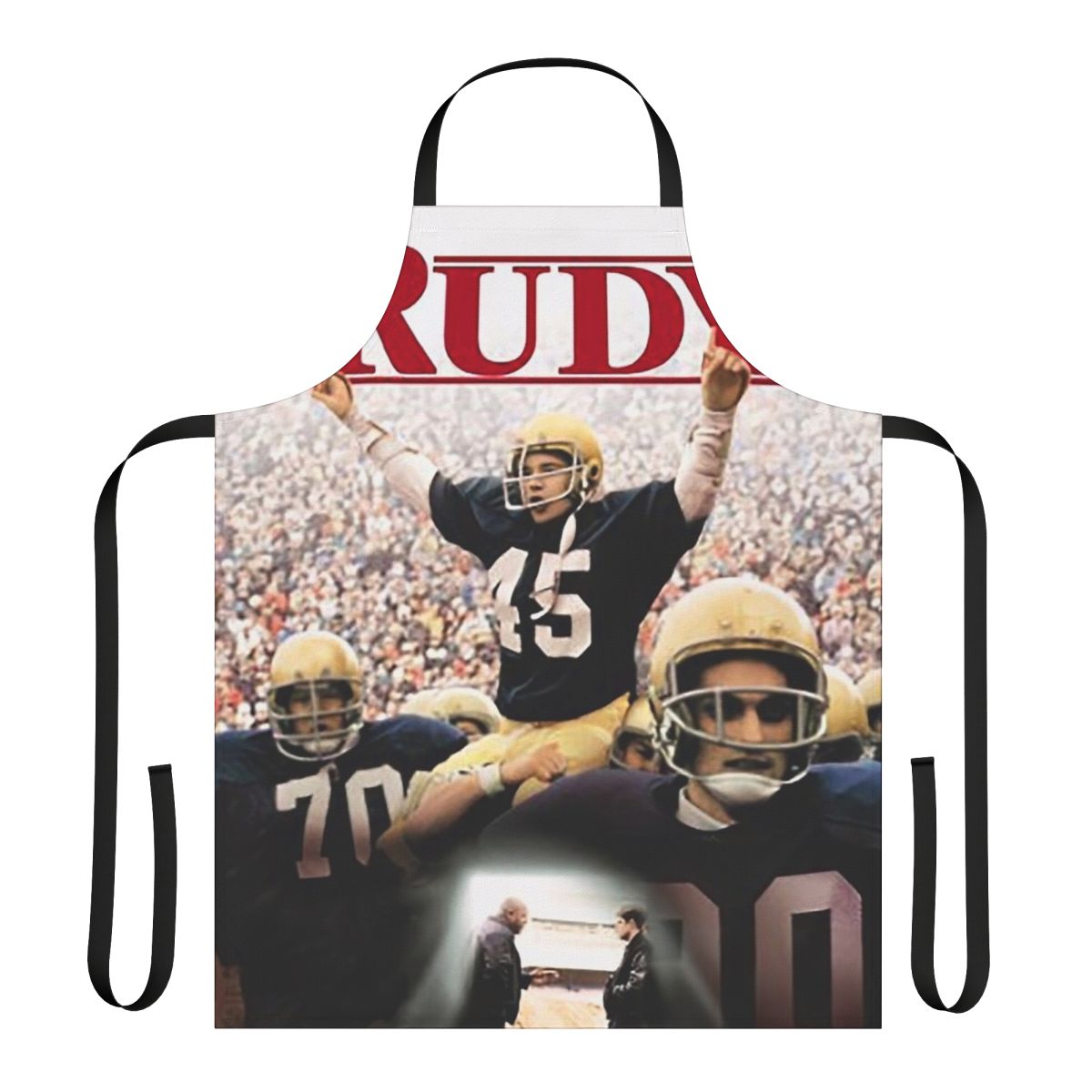 Vintage-style Rudy apron featuring the iconic film character