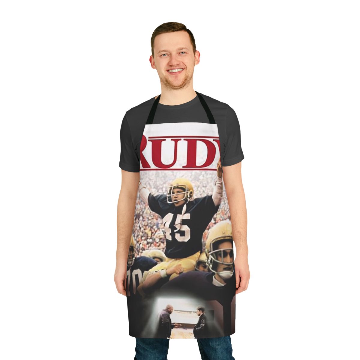 Vintage-style Rudy apron featuring the iconic film character