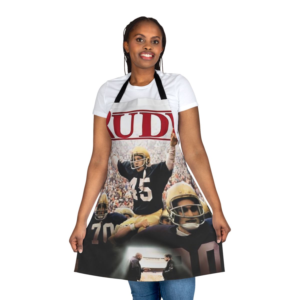 Vintage-style Rudy apron featuring the iconic film character