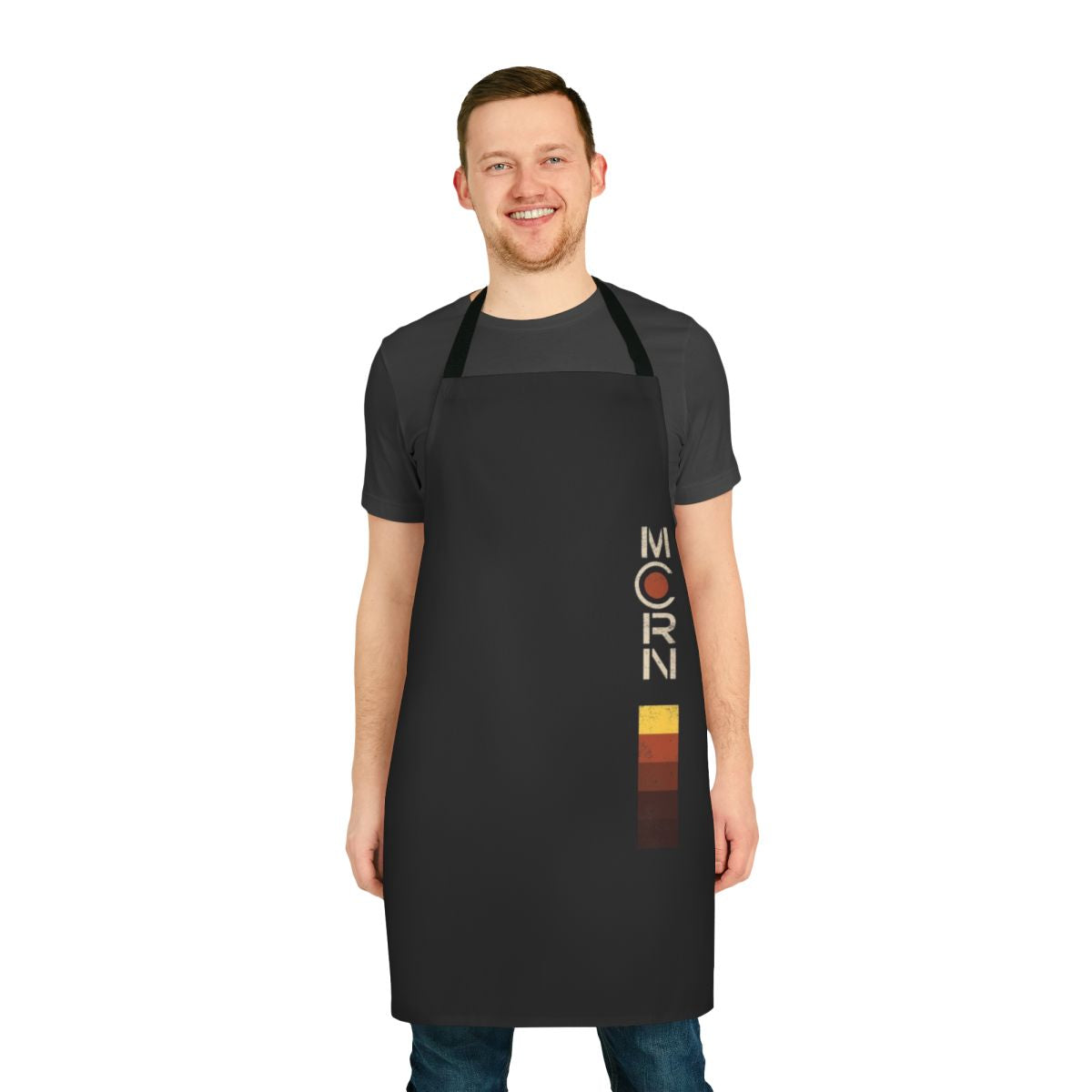 Vintage-style distressed apron with a science fiction, space-inspired design