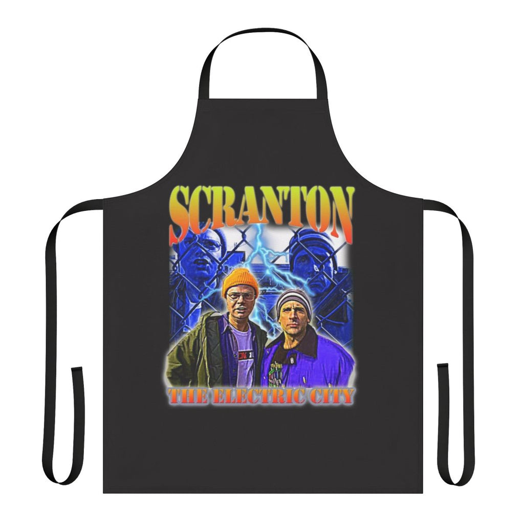 Vintage style apron featuring "Scranton The Electric City" design, inspired by The Office TV series