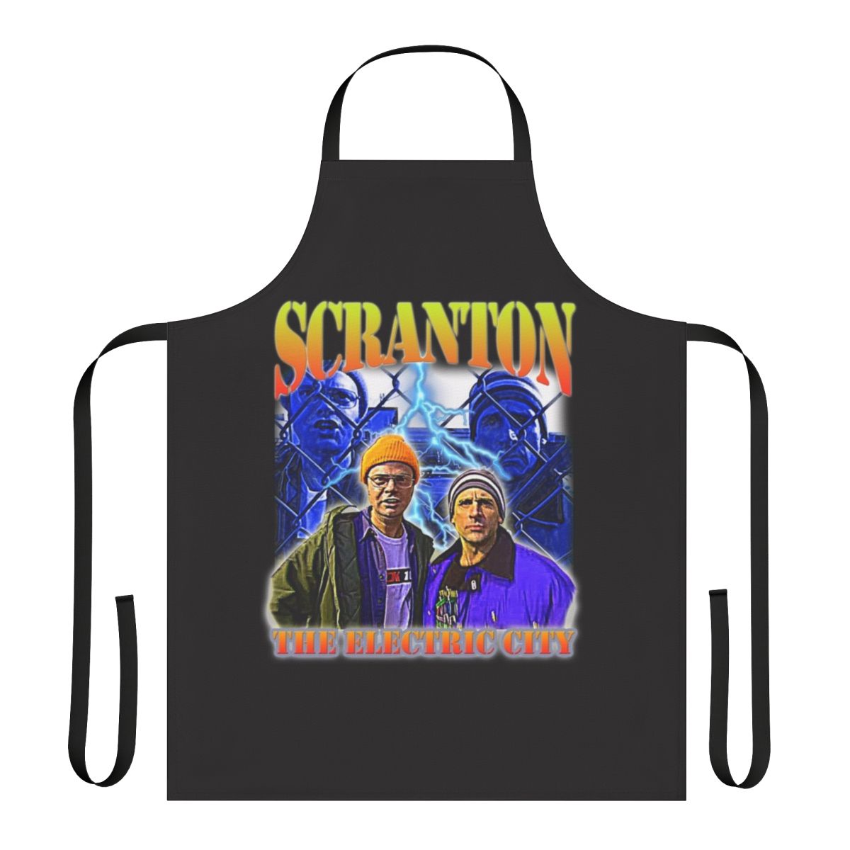 Vintage style apron featuring "Scranton The Electric City" design, inspired by The Office TV series