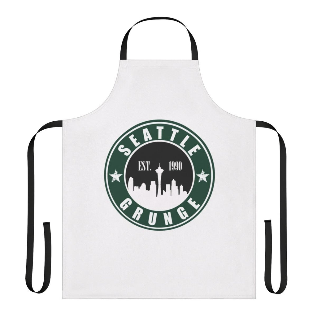 Vintage-style apron featuring a grunge music design inspired by the Seattle music scene