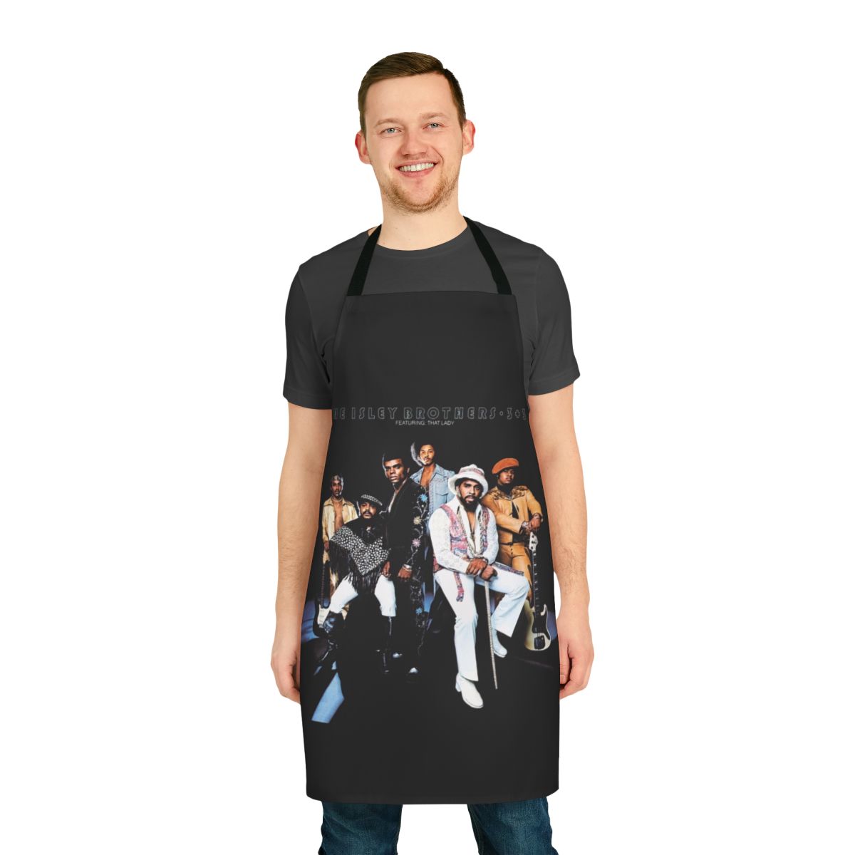 Vintage-style apron featuring album cover art from the soul and funk music group The Isley Brothers