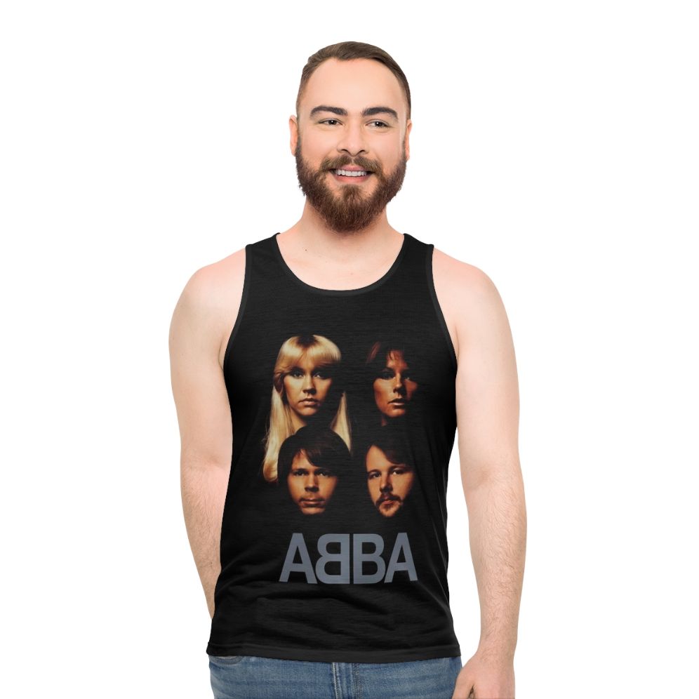 Unisex tank top featuring a vintage design for a super group band