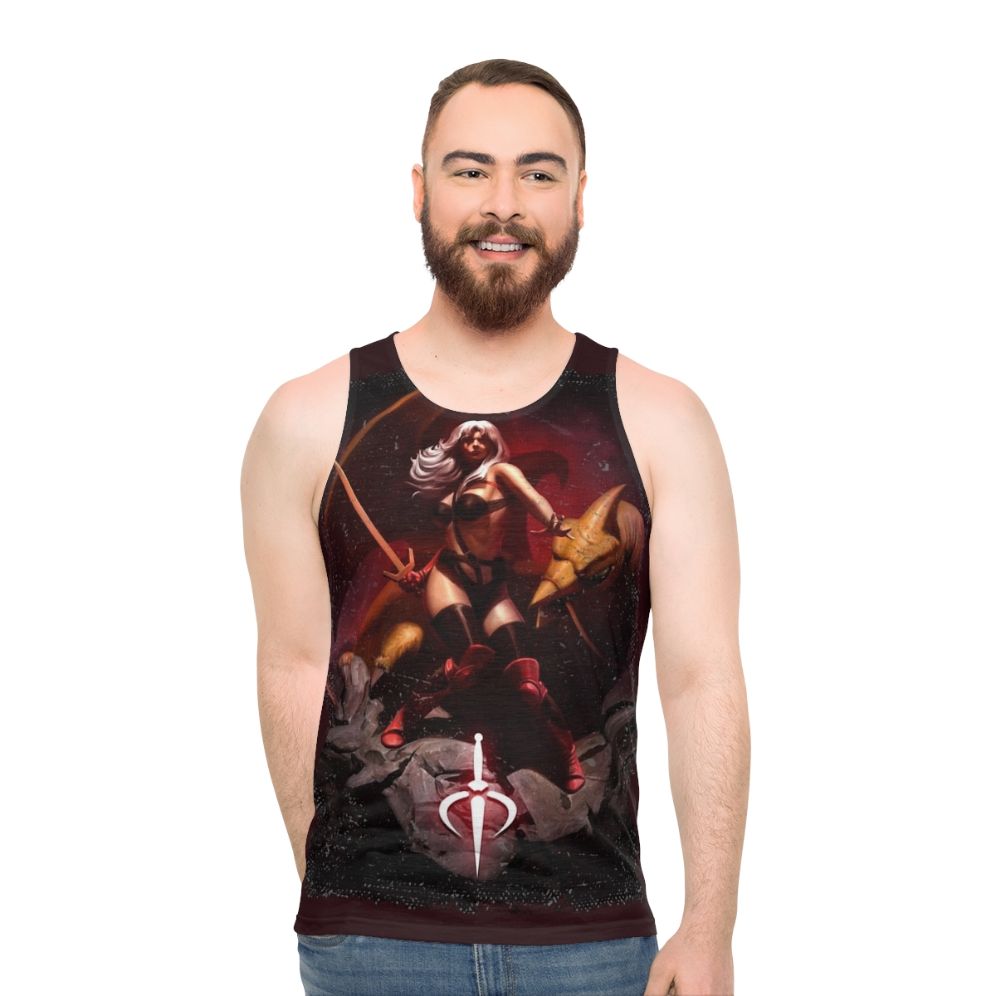 Vintage Taarna Unisex Tank Top with Sci-Fi Fantasy Warrior Sorceress Design