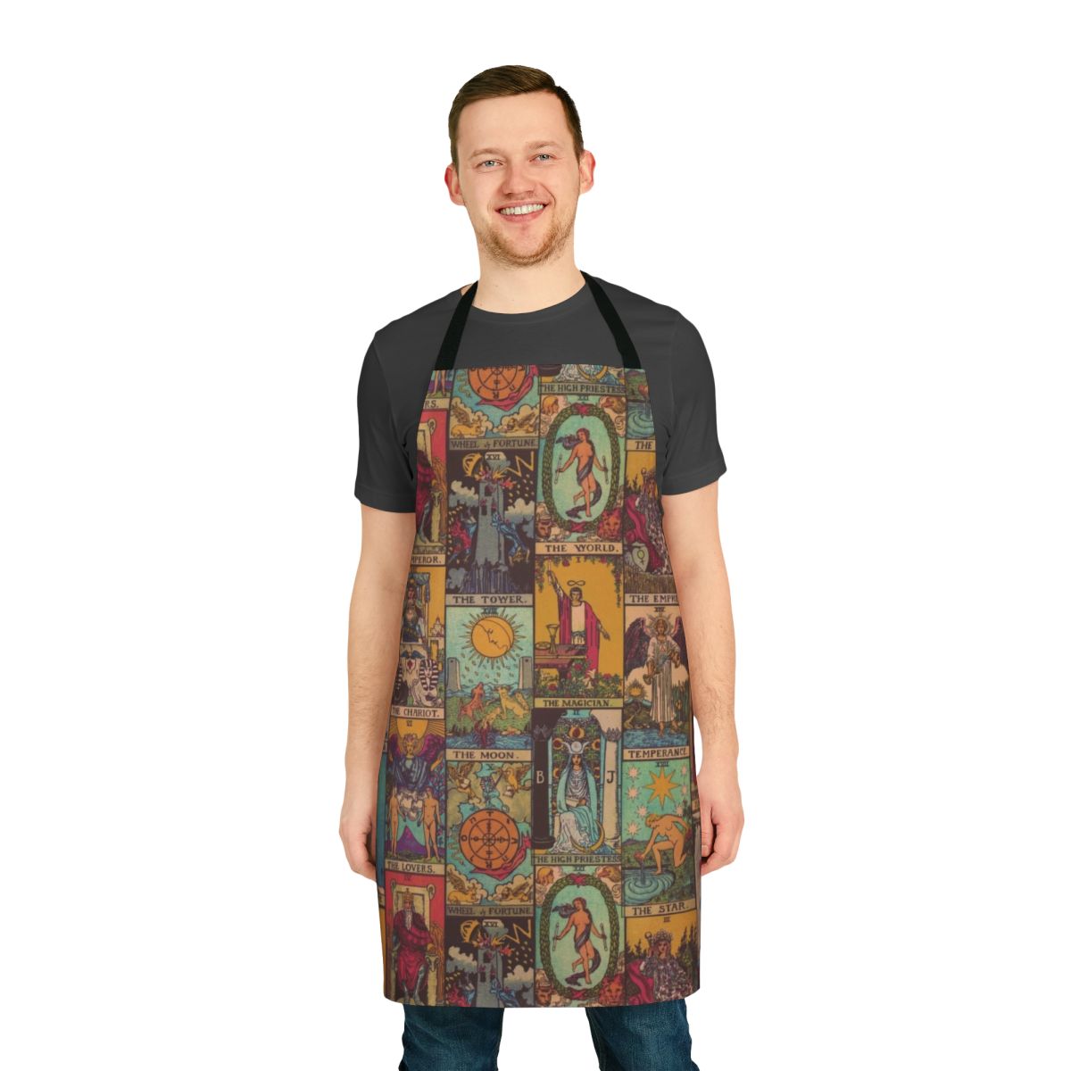 Vintage patchwork apron featuring imagery from the Major Arcana of the Tarot.