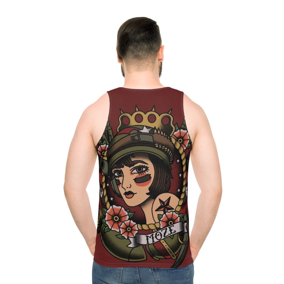 Vintage tattoo art Moze Borderlands unisex tank top
