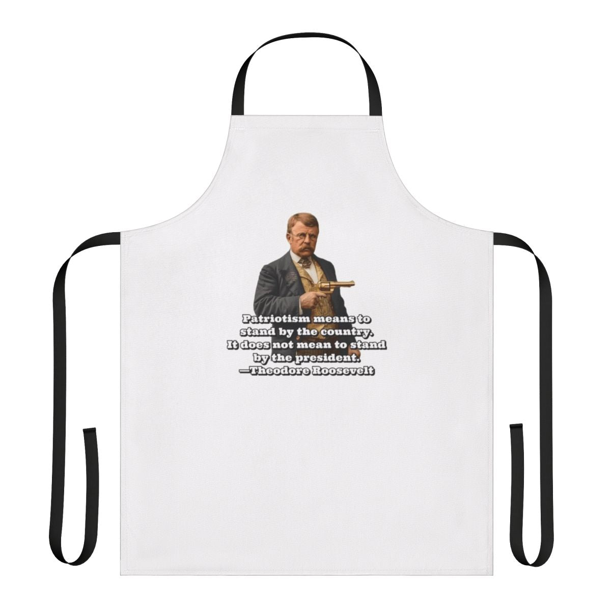 Vintage-style American apron with an illustration of Theodore Roosevelt, the 26th US President.