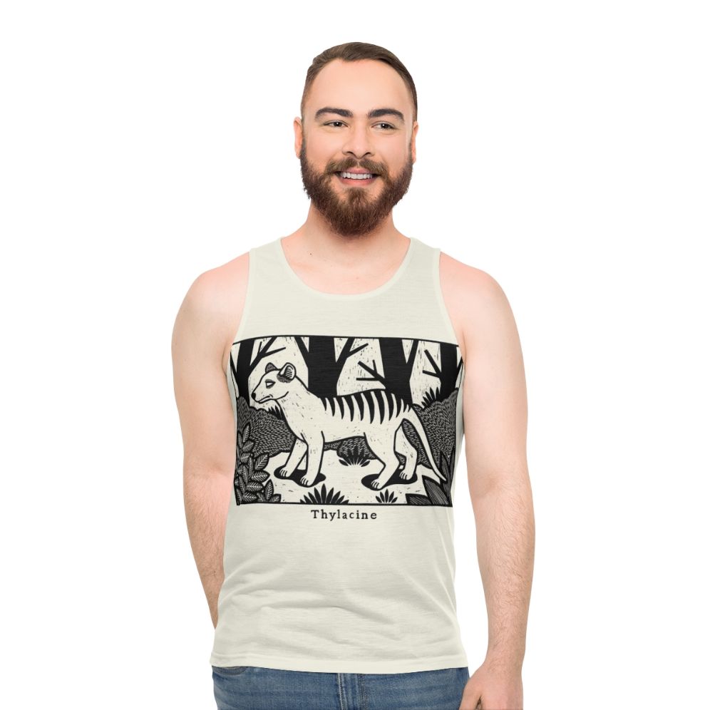 Vintage Thylacine Woodcut Unisex Tank Top