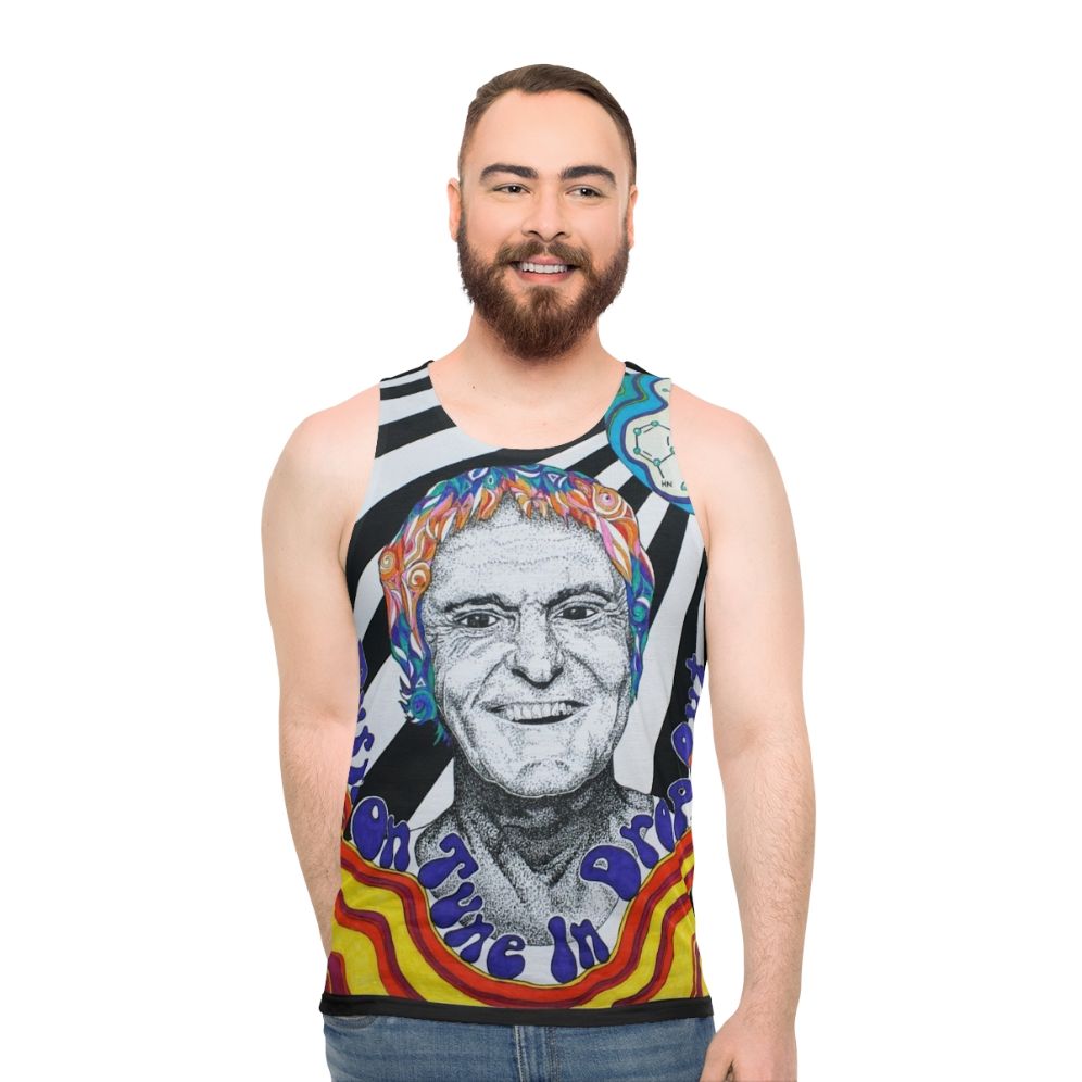 Vintage psychedelic tank top featuring Timothy Leary and a trippy molecule