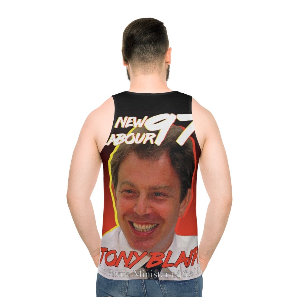 Vintage style unisex tank top with Tony Blair and Labour Party imagery
