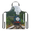 Vintage-inspired apron featuring a retro train design with "Thomas Huffing and Puffing Up The Track" graphics