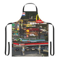 Vintage-inspired apron featuring a truckstop scene from Breezewood, Pennsylvania on the Interstate 70 corridor.