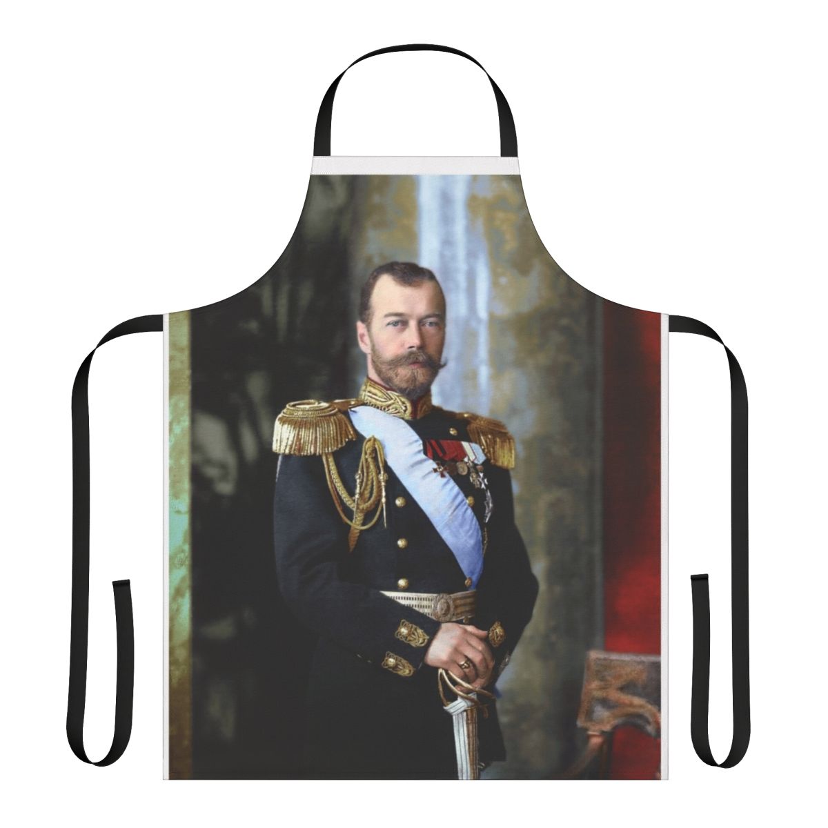 Vintage apron featuring a portrait of Tsar Nicholas II of Russia