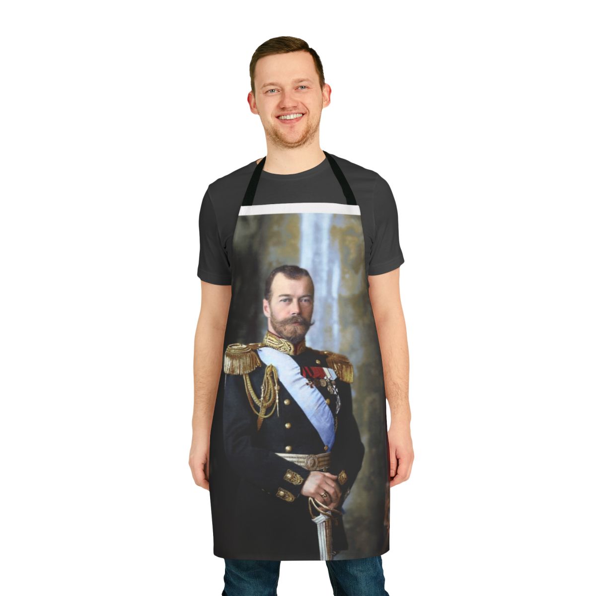 Vintage apron featuring a portrait of Tsar Nicholas II of Russia