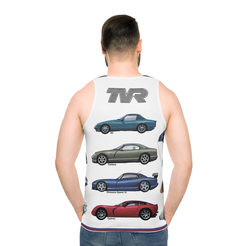 Unisex tank top with vintage TVR sports car design