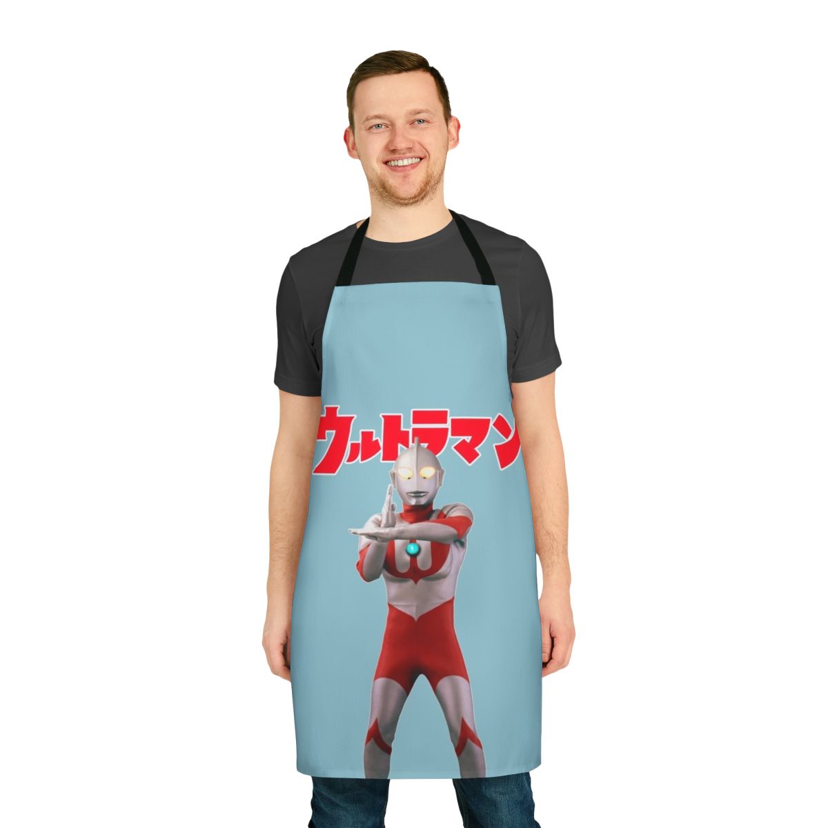Vintage Ultraman 1966 inspired apron featuring the iconic hero and kaiju