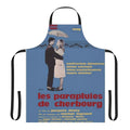 Vintage-style apron featuring a design inspired by the classic French film "The Umbrellas of Cherbourg"