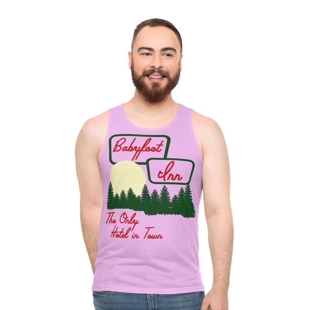 Vintage Unisex Babyfoot Inn Hotel Pink Tank Top