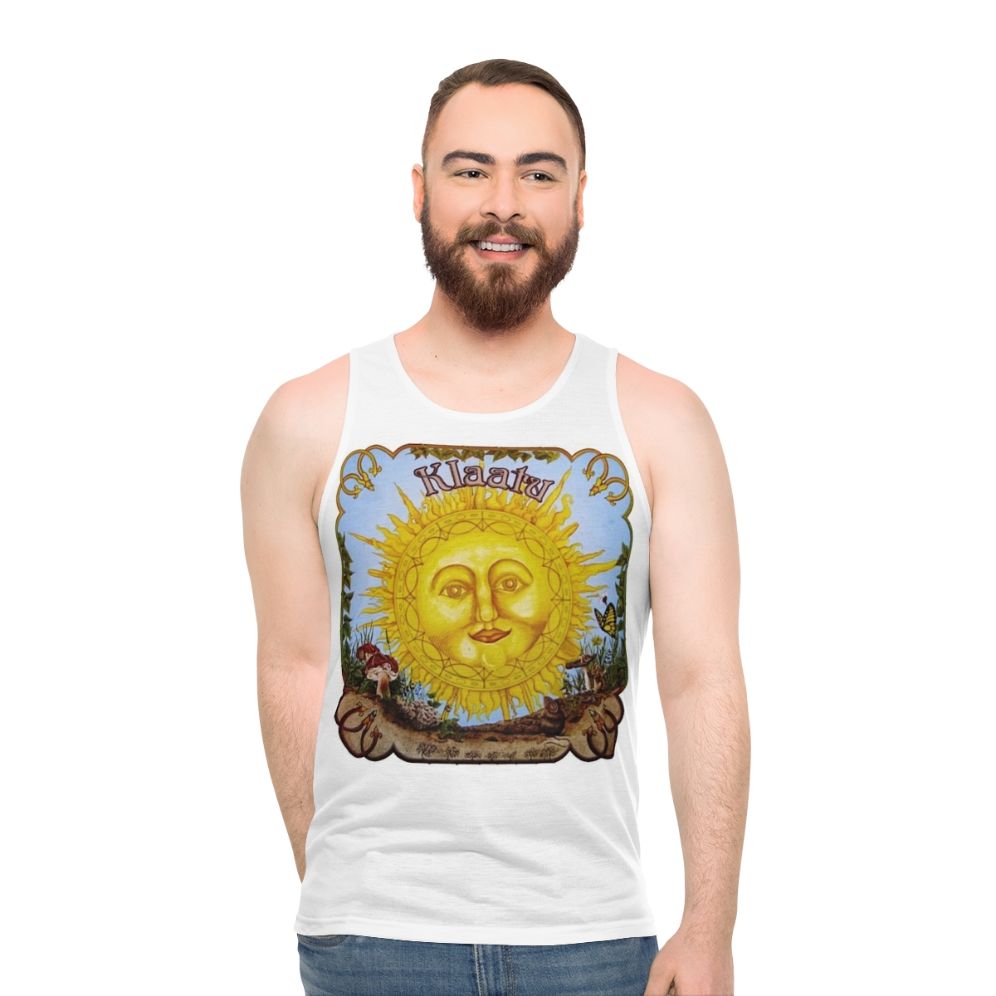 Vintage Unisex Klaatu Tank Top with Psychedelic and Folk Music Inspired Design