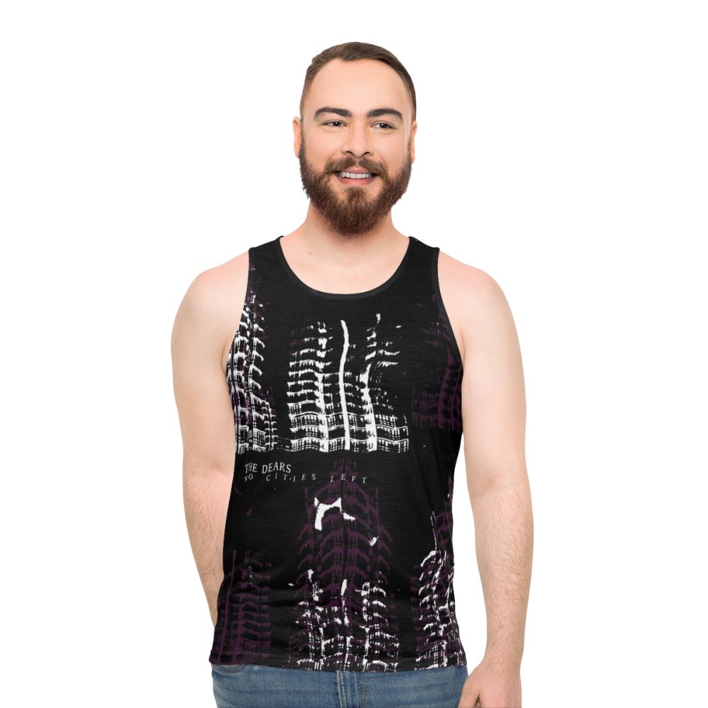 Vintage-style unisex tank top featuring a music band logo