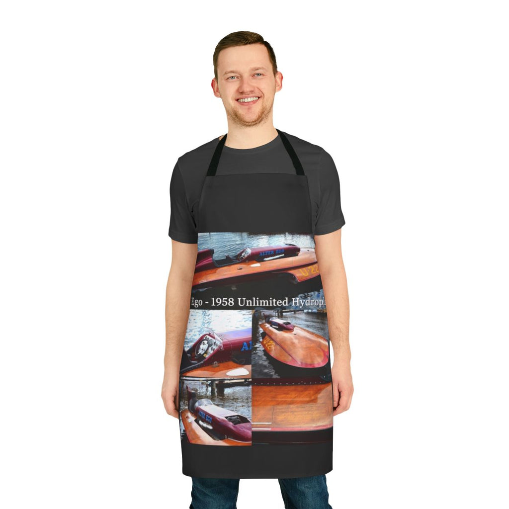 Vintage unlimited hydroplane racing boat design on an apron