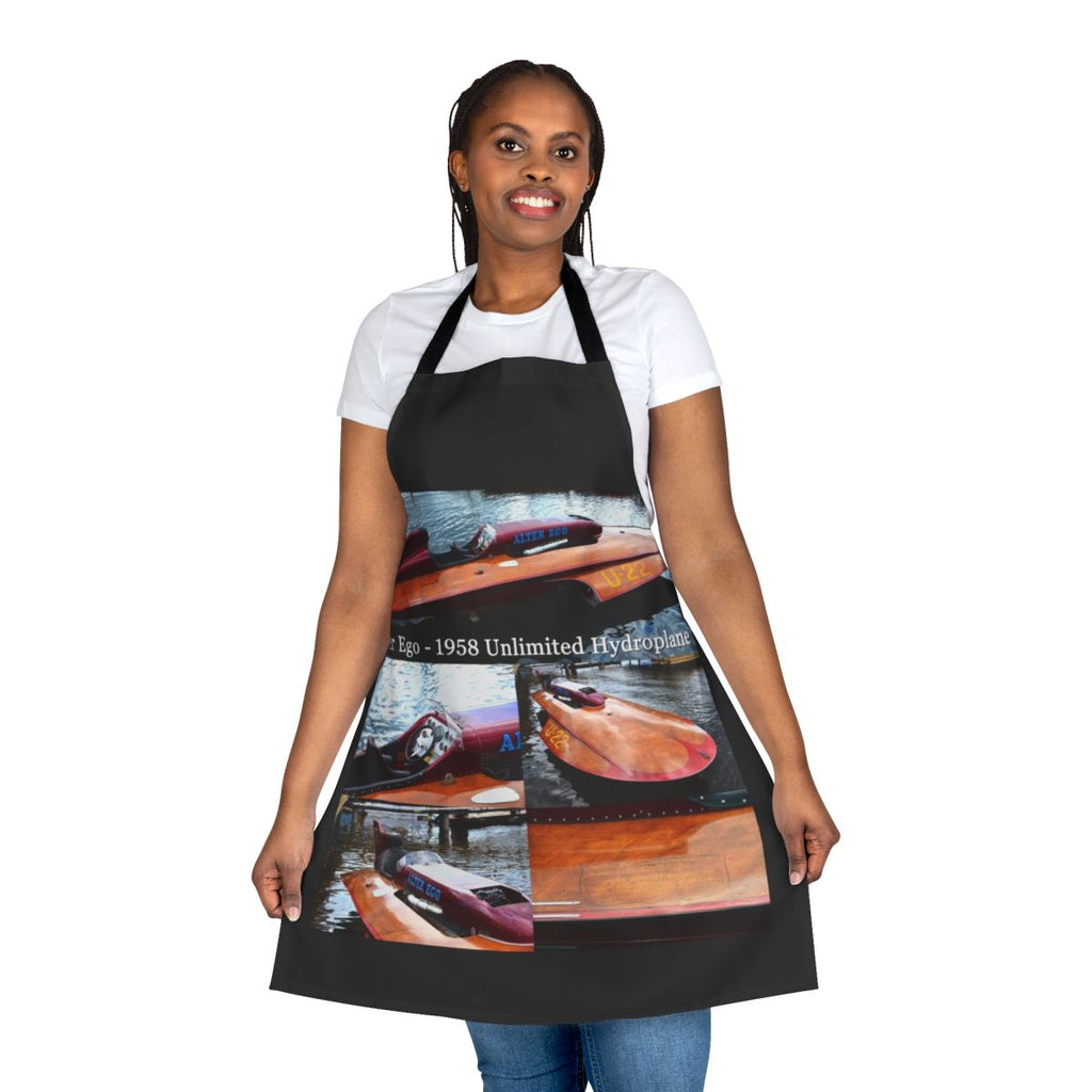 Vintage unlimited hydroplane racing boat design on an apron