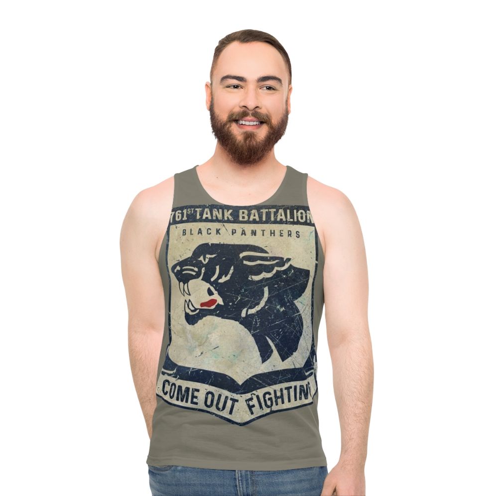 Vintage US Army 761 Tank Battalion Black Panther Emblem Unisex Tank Top