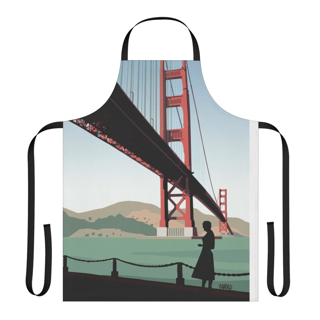Vintage Vertigo Golden Bridge Illustration Apron - Inspired by Hitchcock's Psycho
