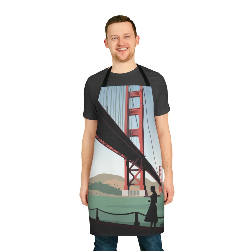 Vintage Vertigo Golden Bridge Illustration Apron - Inspired by Hitchcock's Psycho