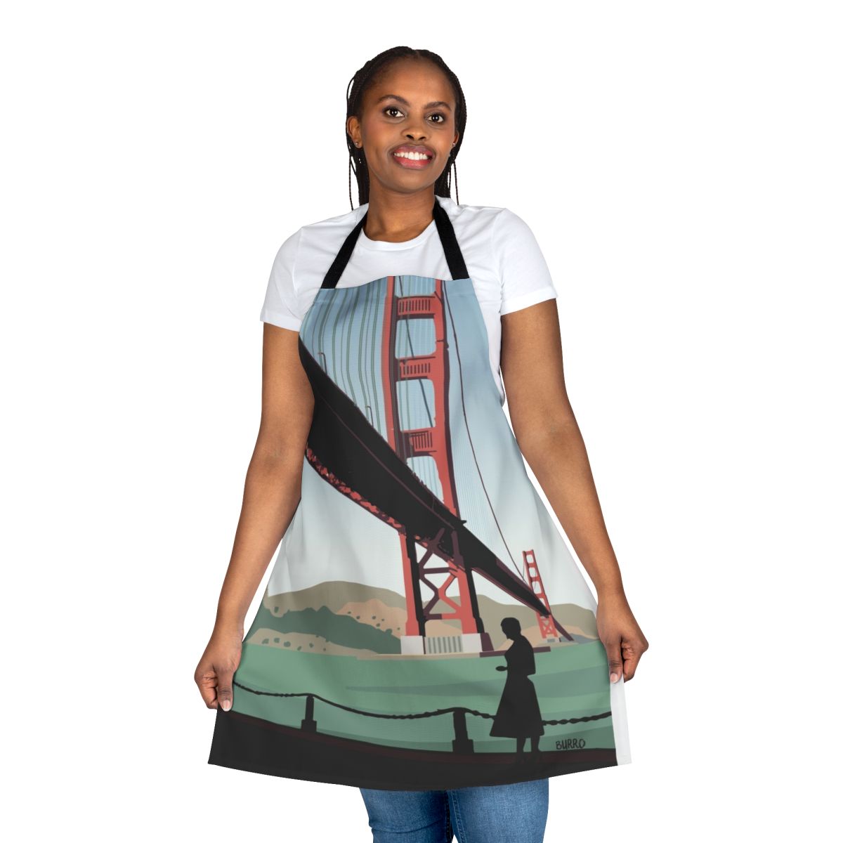 Vintage Vertigo Golden Bridge Illustration Apron - Inspired by Hitchcock's Psycho