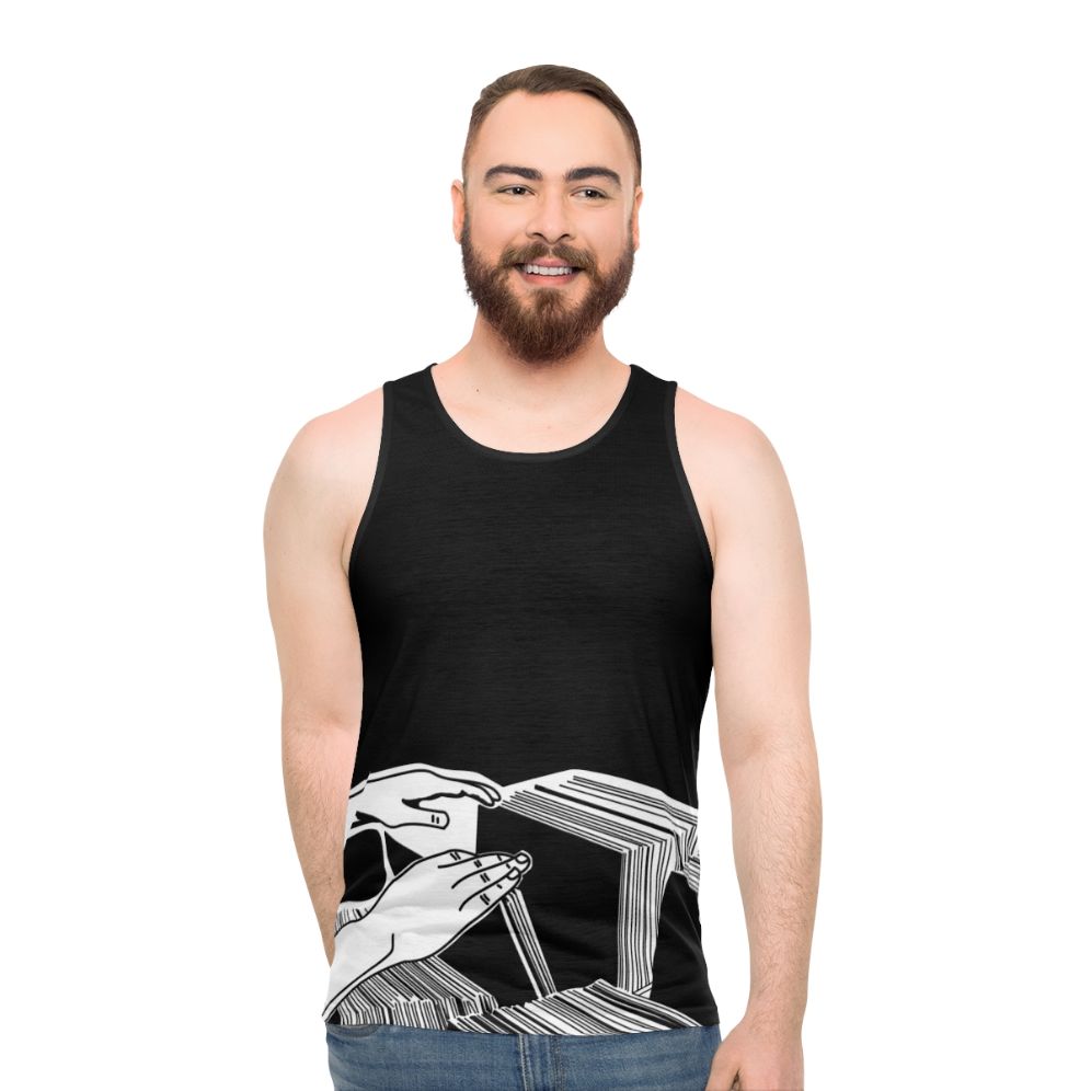 Unisex tank top with vintage vinyl records design